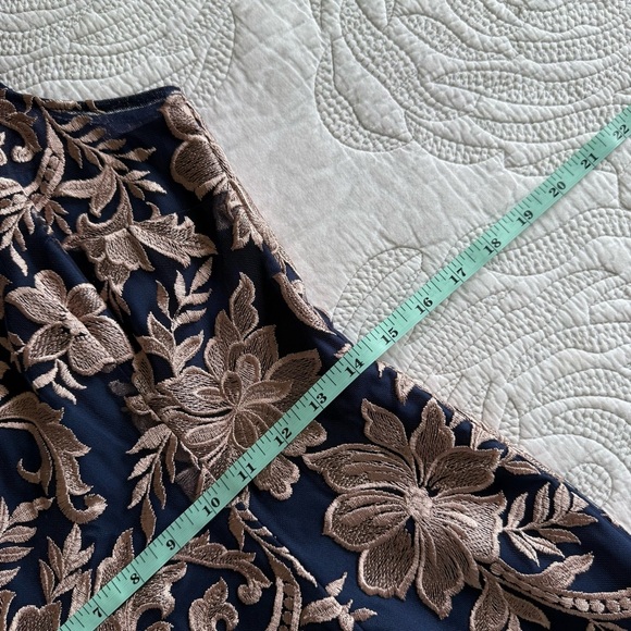 JS Collections - Embroidered Halter Gown - Latte/ Navy - Picture 11 of 15